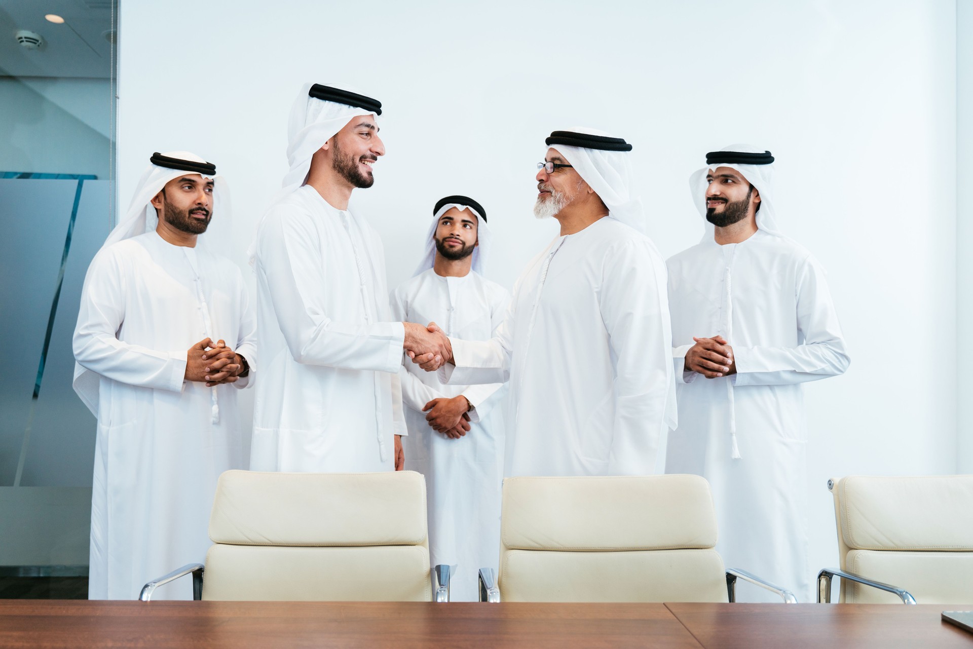 Group of corporate arab businessmen meeting in the office